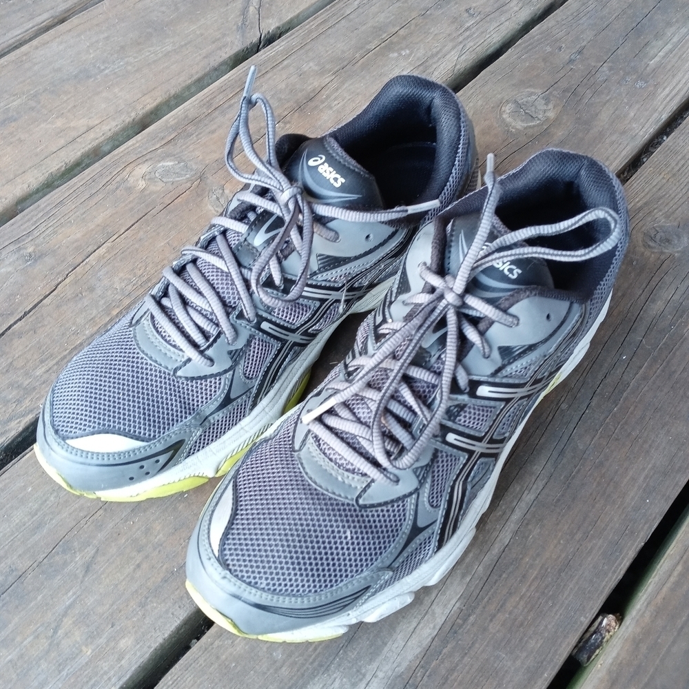Asics Gray And Yellow Athletic Shoes